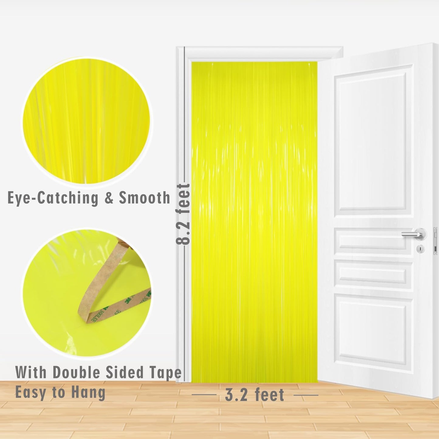 GOER 3.2 ft x 8.2 ft Metallic Tinsel Foil Fringe Curtains Party Photo Backdrop Party Streamers for Birthday,Graduation,New Year Eve Decorations Wedding Decor(4 Packs,Candy Lemon Yellow)