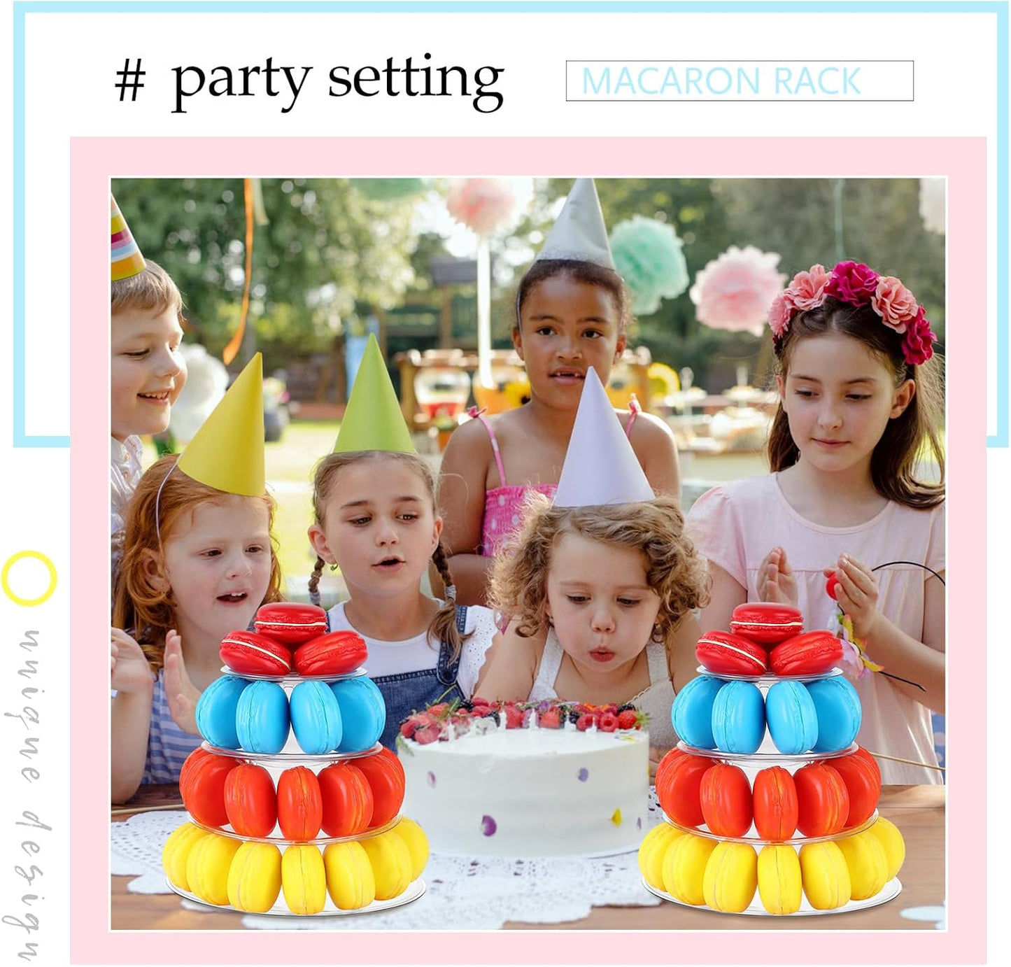 Juexica 2 Pcs Round Macaron Display Tower Stand 4 Tiers Plastic Cake Rack Macaron Wedding Cupcake Display Food Serving Stands Clear Dessert Tower for Wedding Baby Shower Birthday Decoration