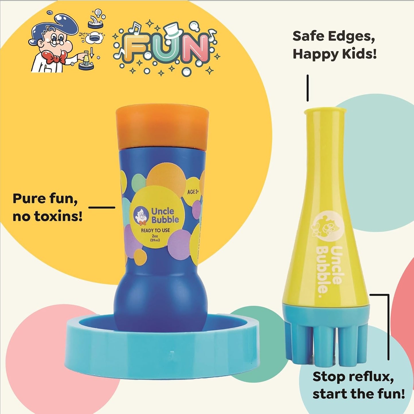 Uncle Bubble Blower for Kids and Toddlers, Uncle Bubble Mini Bubble Blower Makes Thousands of Bubbles Ease, Durable Outdoor Toy
