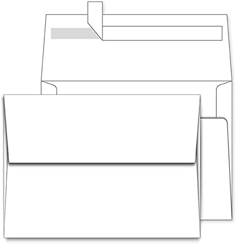 A7 Printable White Envelopes 5x7 100 Pack Quick Self Seal,for 5x7 Cards Perfect for Weddings, Invitations, Photos, Graduation, Baby Shower 5.25 x 7.25 inches，AZAZA