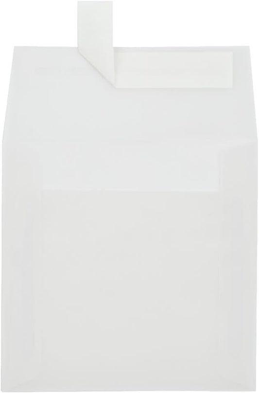 LUXPaper Square Invitation Envelopes | Peel & Press | 5" x 5" | Clear Translucent | 30lb. Text | 50 Qty