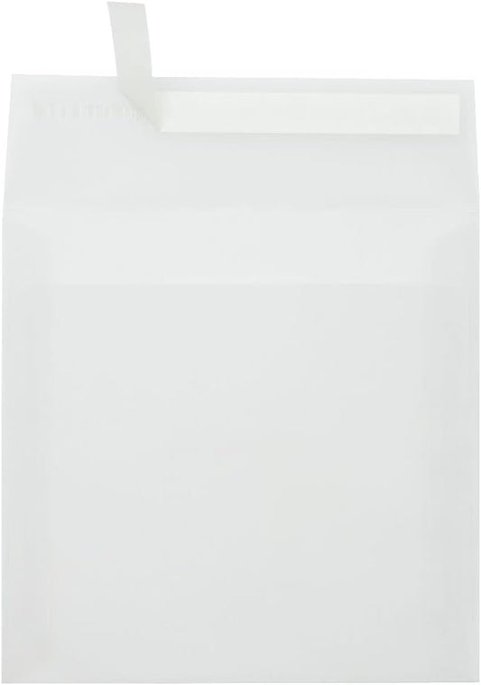 LUXPaper Square Invitation Envelopes | Peel & Press | 7" x 7" | Clear Translucent | 30lb. Text | 50 Qty