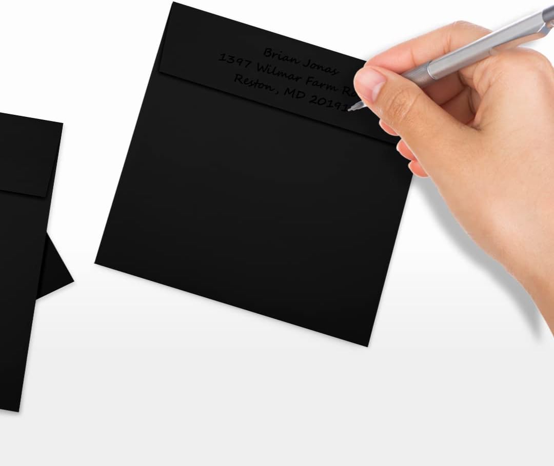 LUXPaper Square Invitation Envelopes | Peel & Press | 5" x 5" | Midnight Black | 80lb. Text | 50 Qty