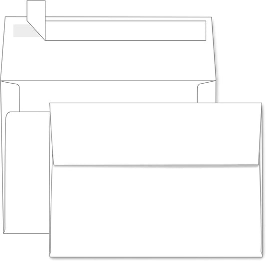 A7 White Self Seal Envelopes 100 Pack, Goefun Printable Envelopes for 5x7 Cards, Invitations, Weddings, Graduation, Photos, Baby Shower| 5.25 x 7.25 inches,120GSM