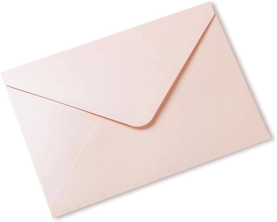 PONATIA 50 PCS/Pack A7 Envelopes, 5.25 x 7.48'' Sparkle Blush Pink Envelopes, Perfect for 5 x 7'' Wedding Invitation Cards, Graduation Invite, Acrylic Invitations, Photos