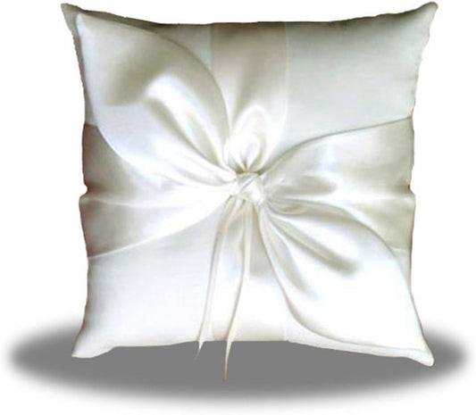 SACASUSA Ivory Satin Bow Wedding Ring Pillow Bearer