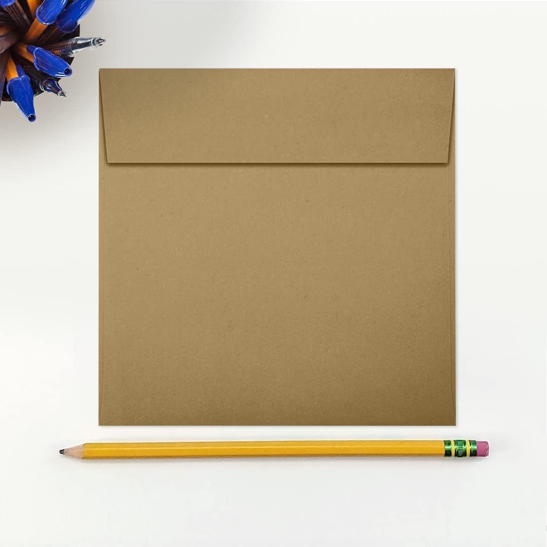 LUXPaper Square Invitation Envelopes | Peel & Press | 5 3/4" x 5 3/4" | Grocery Bag Brown | 70lb. Text | 50 Qty