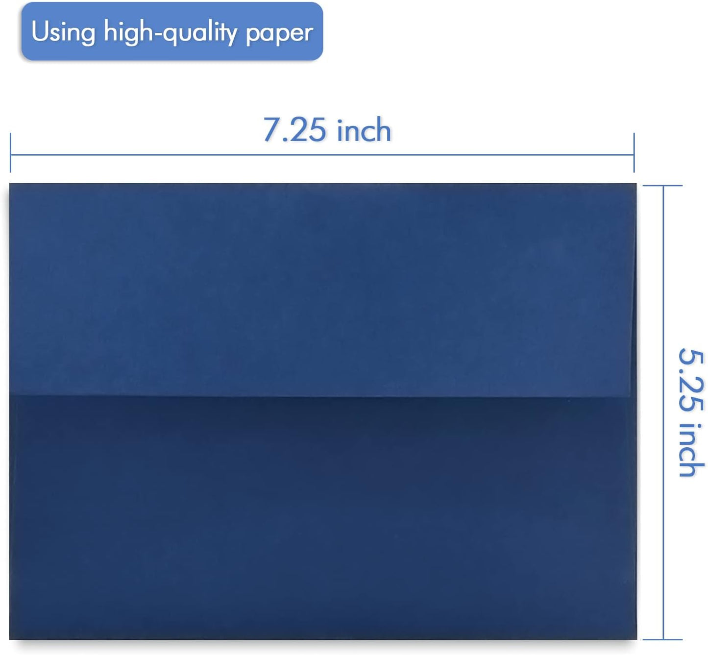 A7 Navy Blue Invitation 5x7 Envelopes 100 Count- Self Seal, Square Flap,Perfect for 5x7 Cards, Weddings, Birthday, invitations, Graduation, Baby Shower, 5.25 x 7.25 Inches, 100 Pack, (Navy blue)