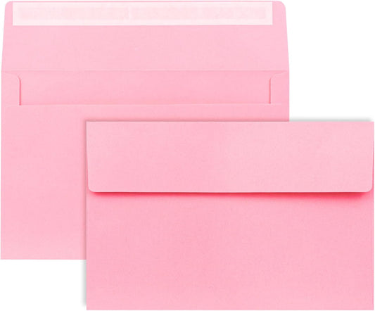 A9 Envelopes Pink 5.75x8.75 Invitation Envelopes Self Seal Pack of 50 Blank Envelopes for Cards Pink
