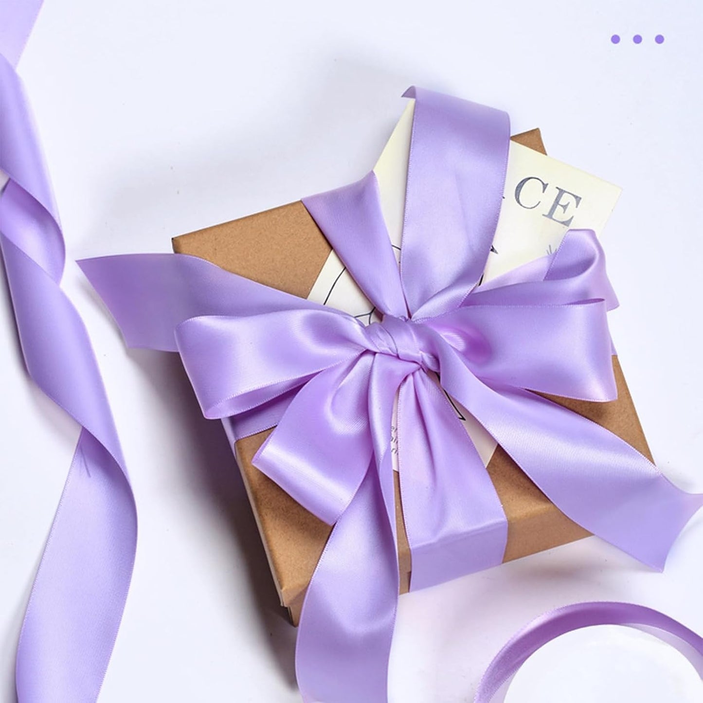 1 Inch Light Purple Satin Ribbon 50 Yards Solid Fabric Ribbons for Gift Wrapping, Crafts, Floral Arrangements, Wedding, Party, Holiday Decor