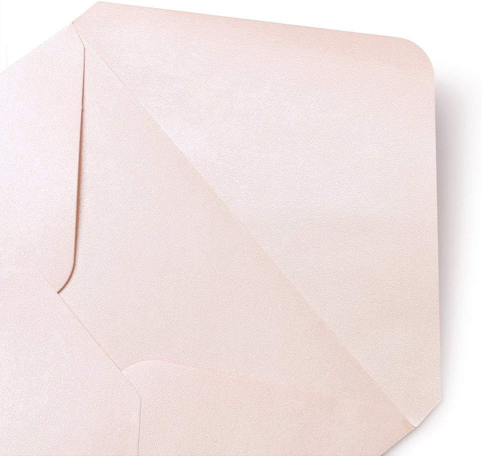 PONATIA 50 PCS/Pack A7 Envelopes, 5.25 x 7.48'' Sparkle Blush Pink Envelopes, Perfect for 5 x 7'' Wedding Invitation Cards, Graduation Invite, Acrylic Invitations, Photos