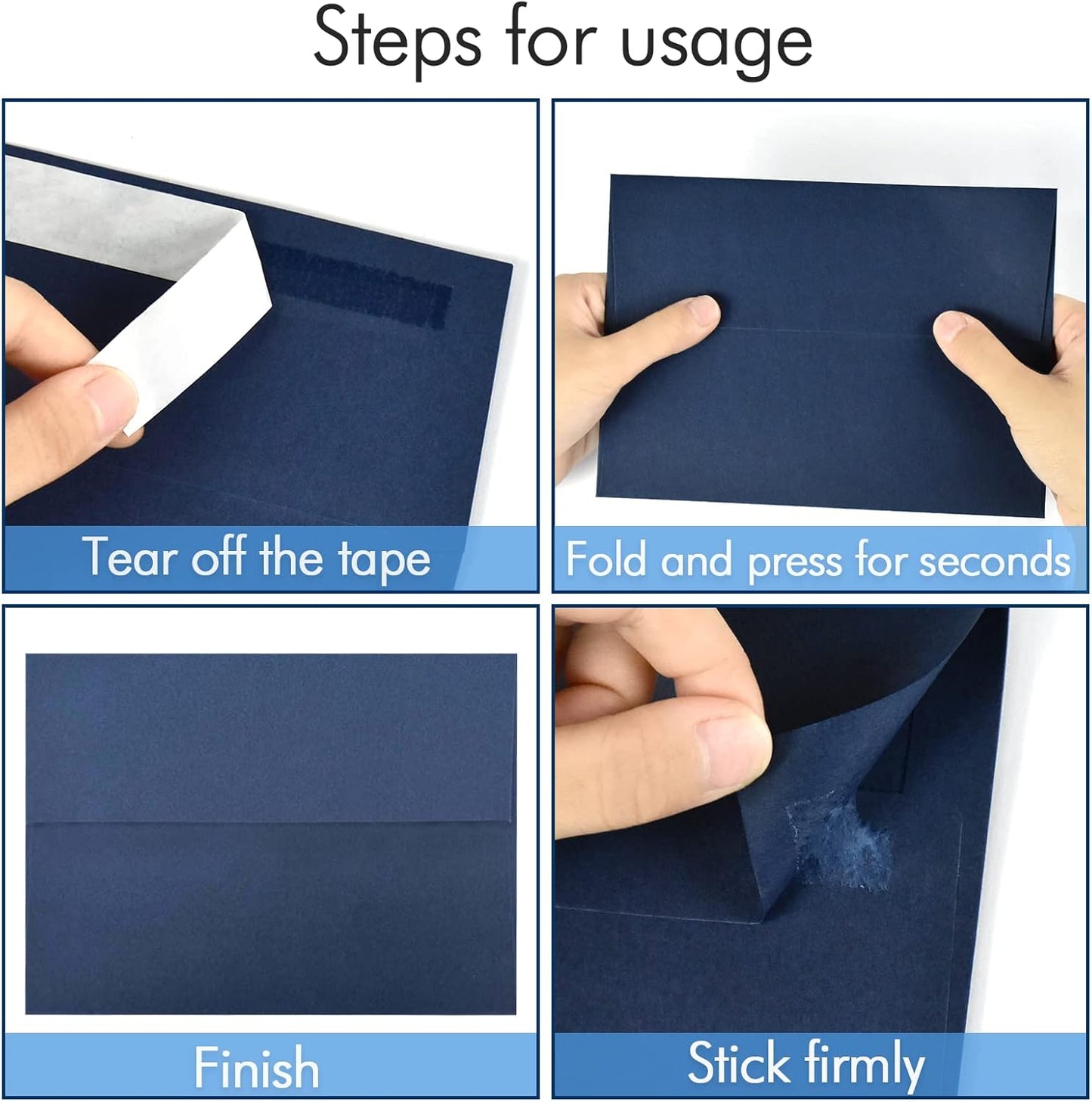 A7 Navy Blue Invitation 5x7 Envelopes 100 Count- Self Seal, Square Flap,Perfect for 5x7 Cards, Weddings, Birthday, invitations, Graduation, Baby Shower, 5.25 x 7.25 Inches, 100 Pack, (Navy blue)