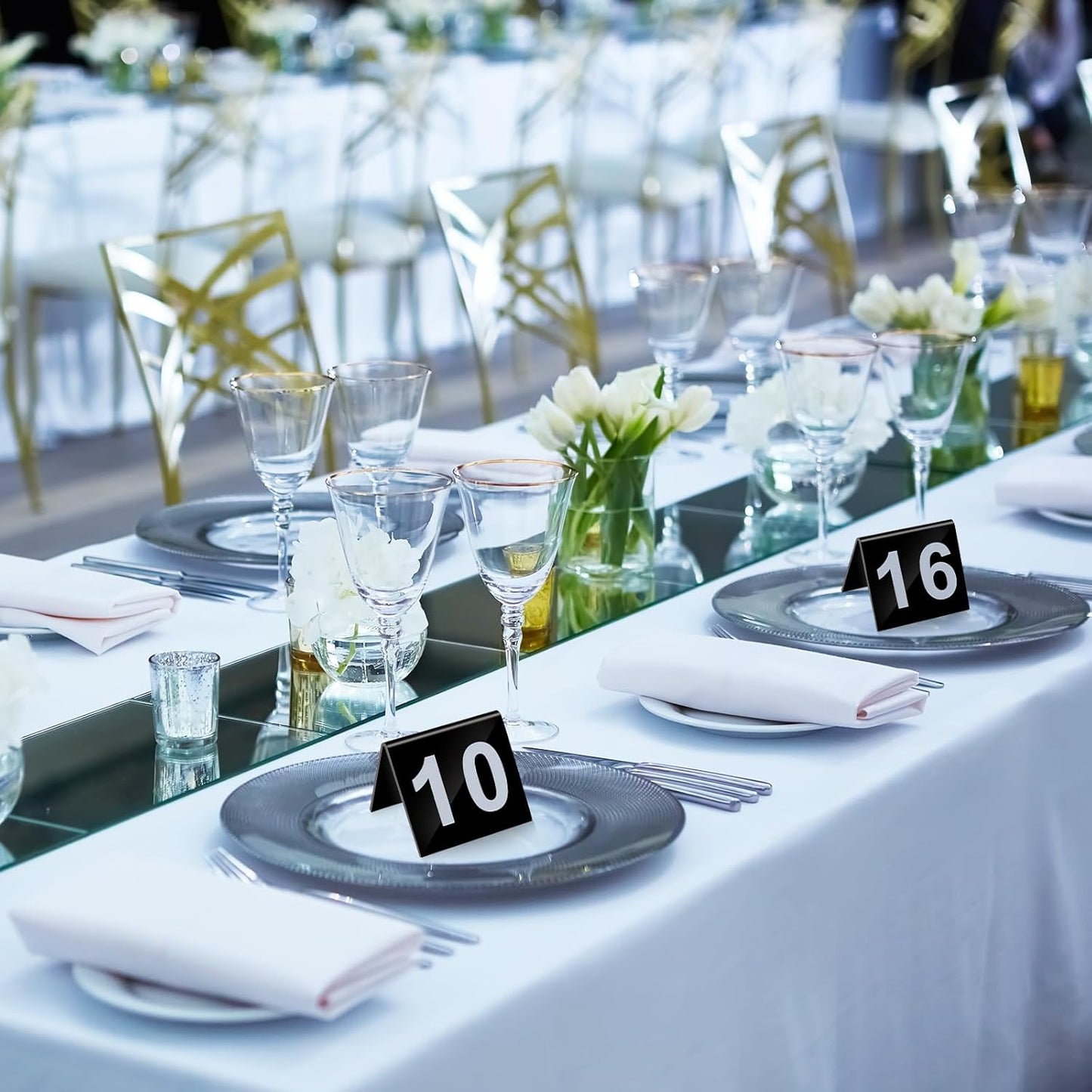 Table Numbers 1-25 Acrylic Double Side Numbered TableS Tents Plastic Restaurant Wedding Tables Number Table Tent Numbers Cards Signs for Party Banquets Wedding Reception (Black, White)
