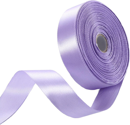 1 Inch Light Purple Satin Ribbon 50 Yards Solid Fabric Ribbons for Gift Wrapping, Crafts, Floral Arrangements, Wedding, Party, Holiday Decor