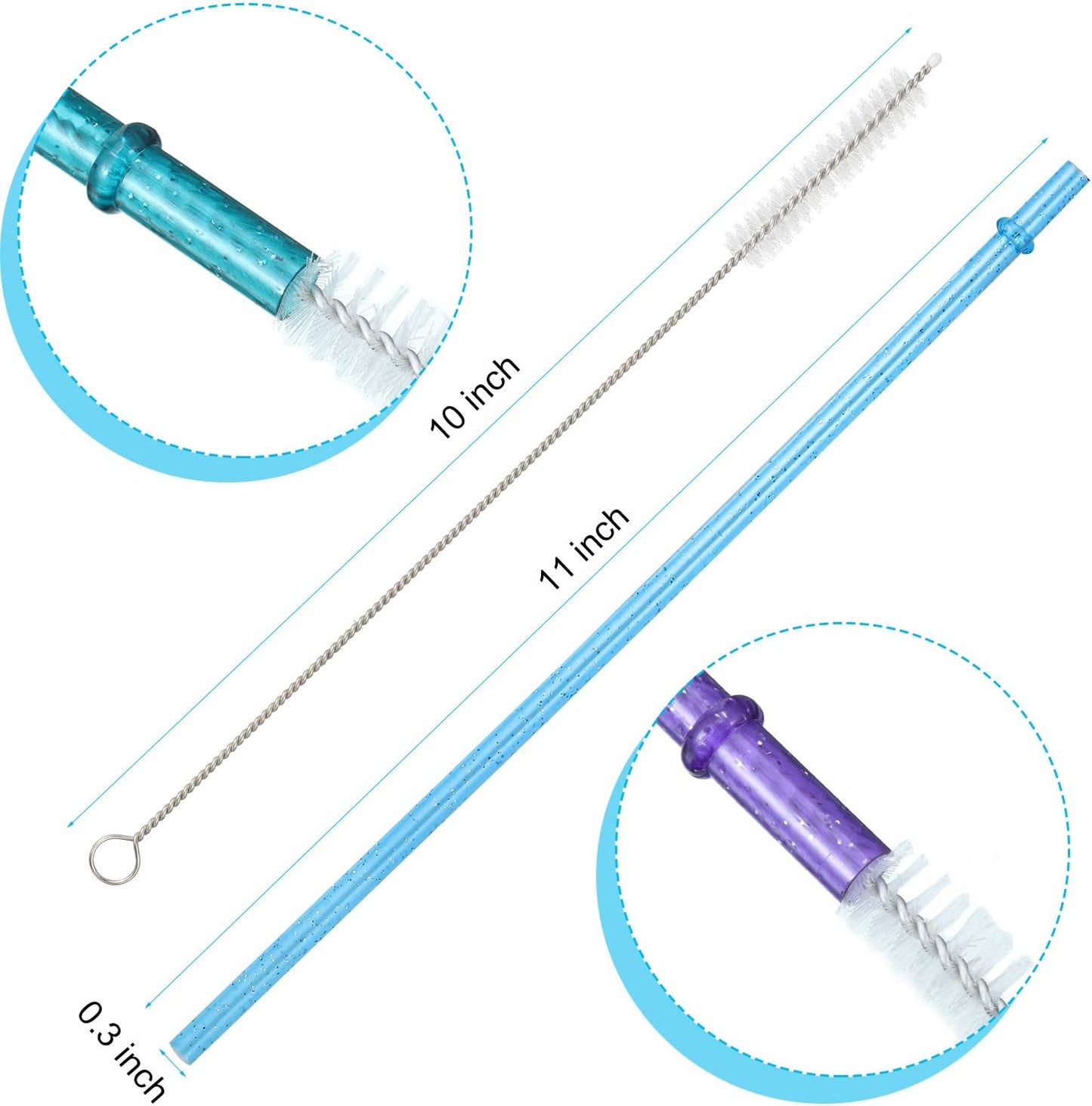 48 Pcs Plastic Straws with Team Bride Flags Reusable Glitter Drinking Straw(Gold, Dark Blue, Purple, Red, White, Green)