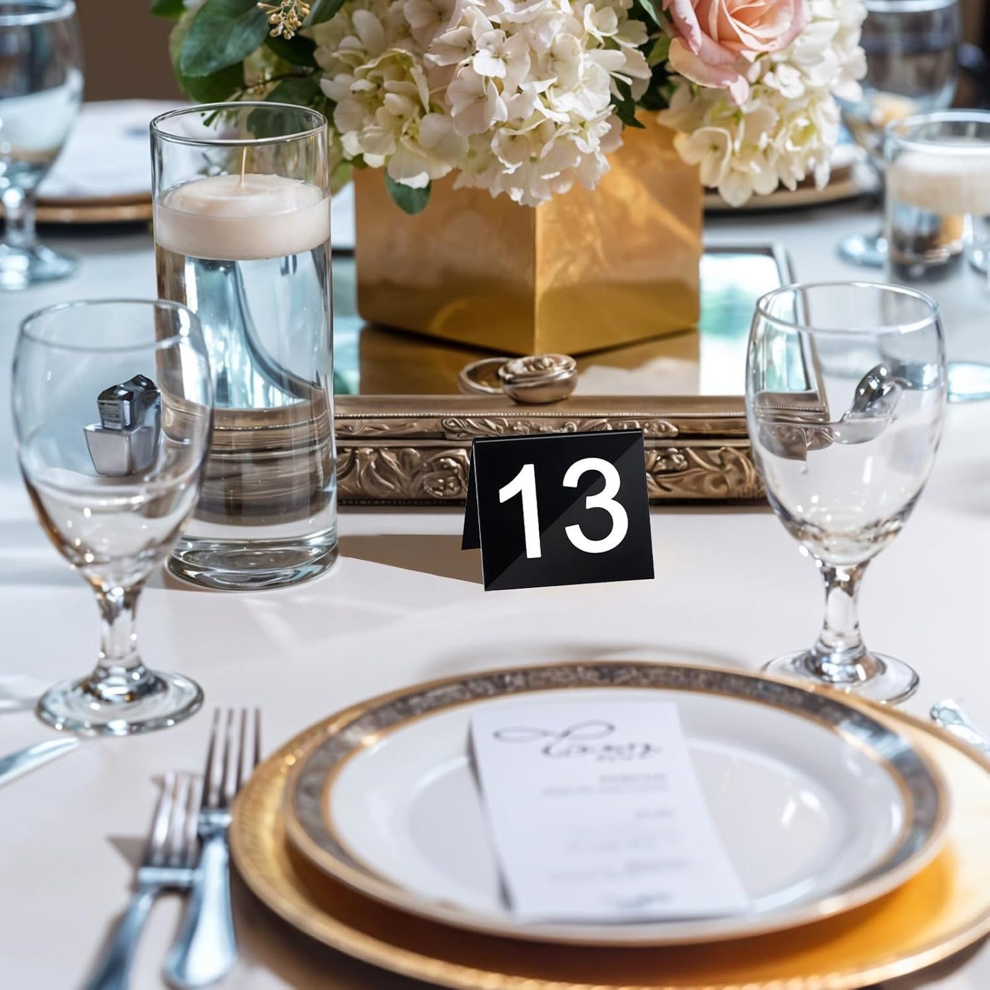 Table Numbers 1-25 Acrylic Restaurant Table Numbers Double Side Plastic Table Tent Table Numbers for Events Banquets Party Wedding Food Service Reception(Black)