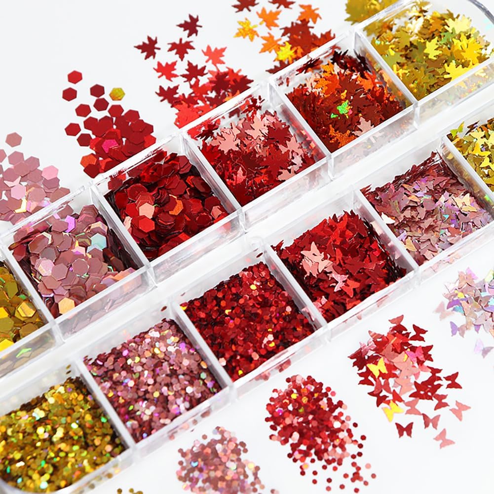 Maple Leaves Confetti,2000pcs Fall Leaves Party Table Decorations Scatter Foil Confetti for Autumn Harvest Thanksgiving Wedding Throwing Table Decoration Glitter Party Supplies (red)