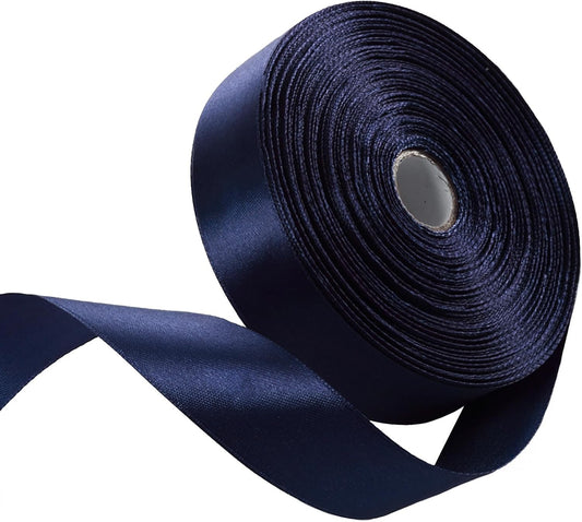 1 Inch Navy Blue Satin Ribbon 50 Yards Solid Fabric Ribbons for Gift Wrapping, Crafts, Floral Arrangements, Wedding, Party, Holiday Decor