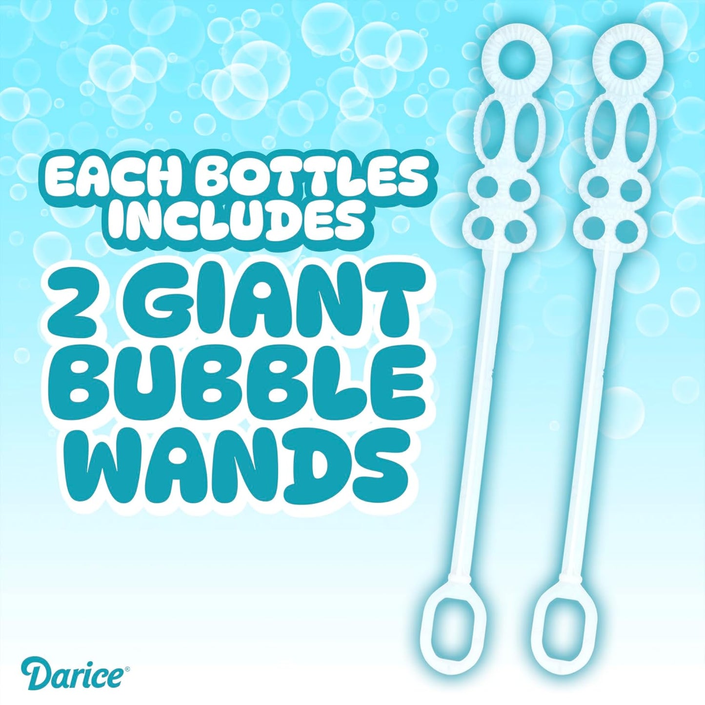 Darice Bubble Solution 4 Pack (256oz) Refill for Bubble Machines & Blowers - Easter, Weddings, Birthdays, Outdoor - 8 Big Bubble Wands Included - Non-Toxic Safe for Toddlers & Kids