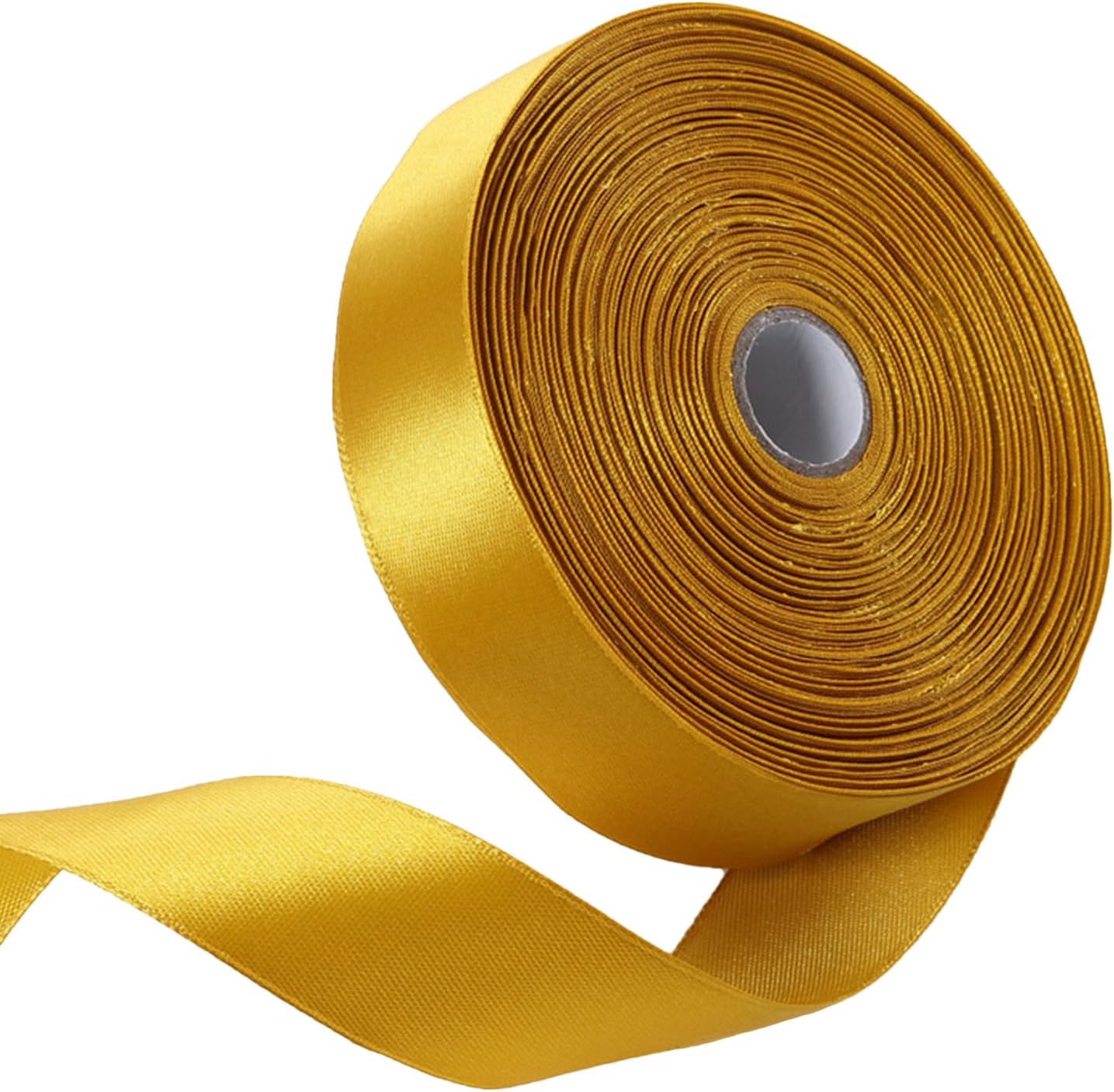 1 Inch Gold Satin Ribbon 50 Yards Solid Fabric Ribbons for Gift Wrapping, Crafts, Floral Arrangements, Wedding, Party, Holiday Decor