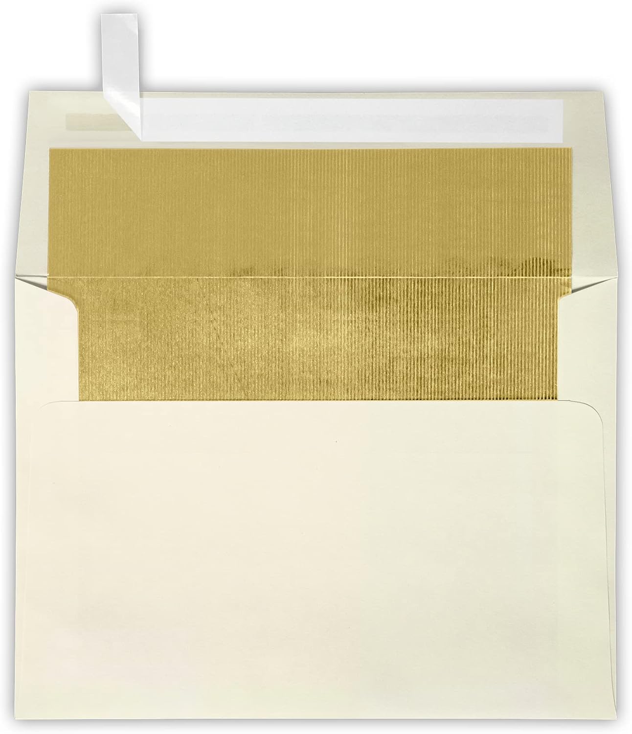 LUXPaper A7 Foil Lined Invitation Envelopes | Peel & Press | 5 1/4" x 7 1/4" | Natural w/Gold LUX Lining | 70lb. Text | 50 Qty