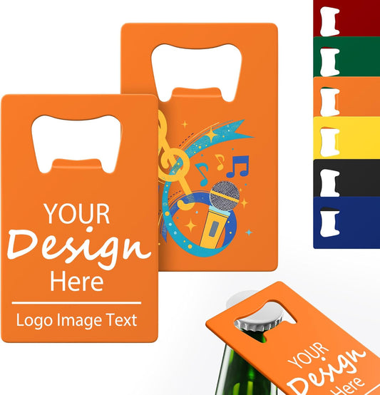 4-100 Pcs Personalized Bottle Opener, Custom Stainless Steel Credit Card Bottle Opener, Full Color Print for 6 Color, Design Your Text Logo for Bar, Wedding, Anniversaries, Party (Orange)