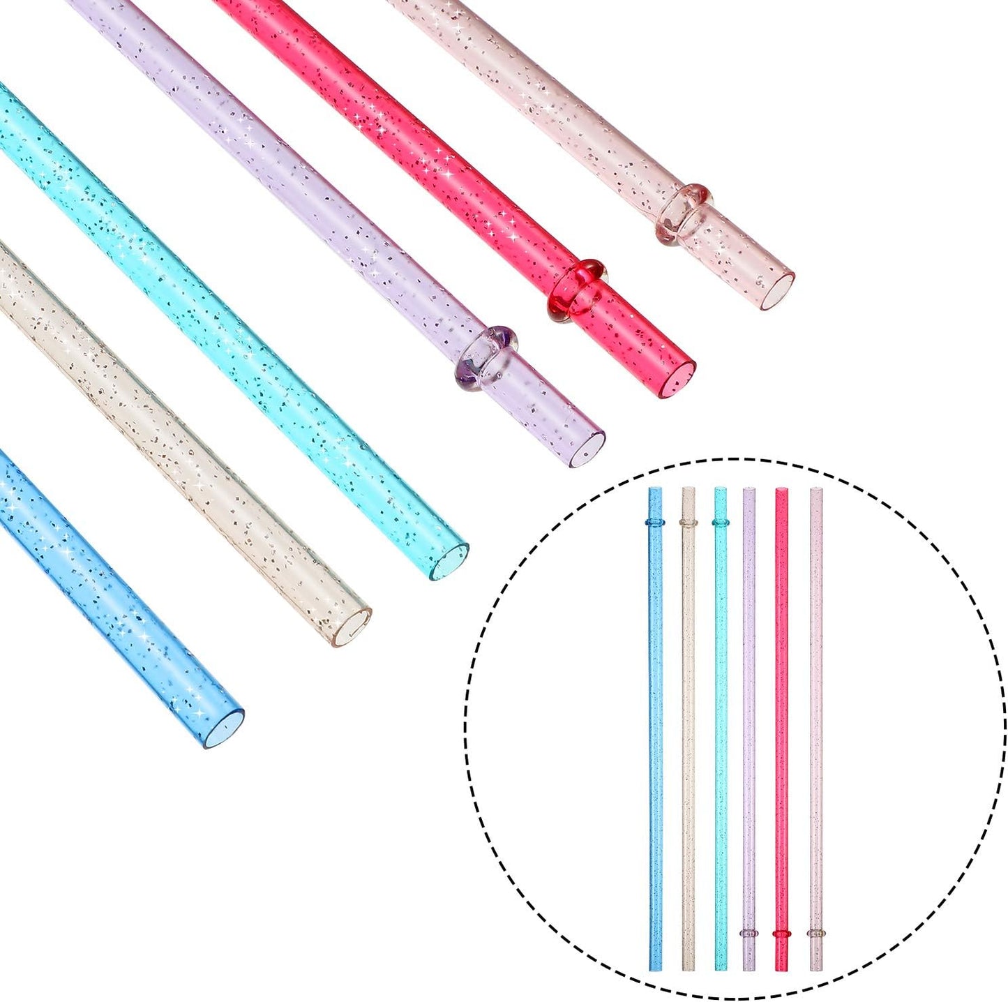 48 Pcs Plastic Straws with Team Bride Flags Reusable Glitter Drinking Straw(Red, Dark Blue, Pink, Champagne, Purple, Blue)