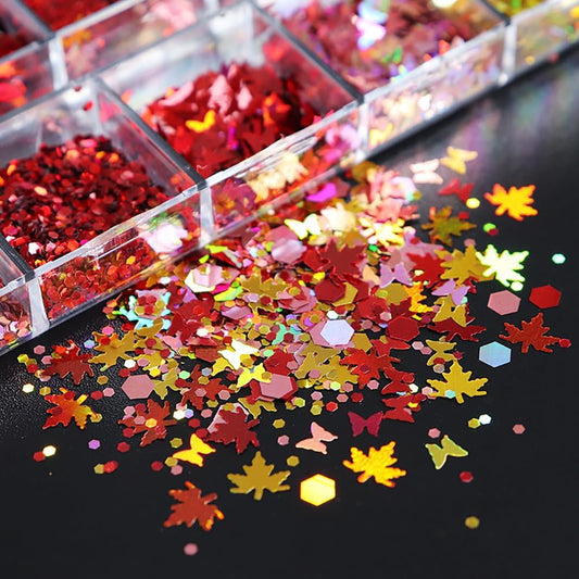 Maple Leaves Confetti,2000pcs Fall Leaves Party Table Decorations Scatter Foil Confetti for Autumn Harvest Thanksgiving Wedding Throwing Table Decoration Glitter Party Supplies (red)