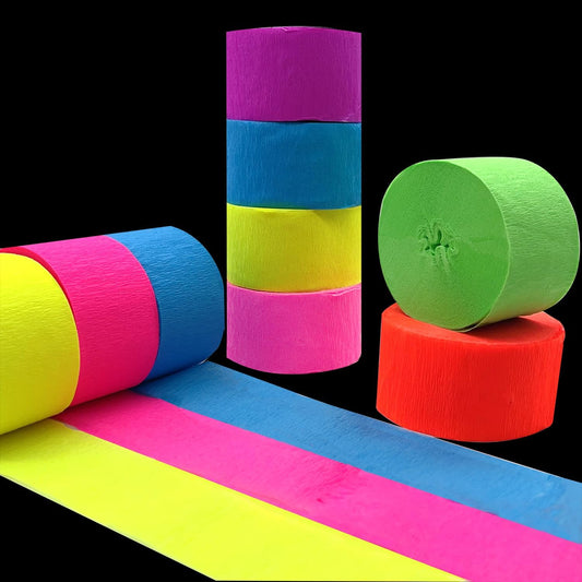 1776 feet Glow Party Neon Streamer Decorations Glow Crepe Neon Paper Streamers UV Reactive Blacklight Fluorescent Glow in The Dark Party Supplies and Decorations Wedding Birthday