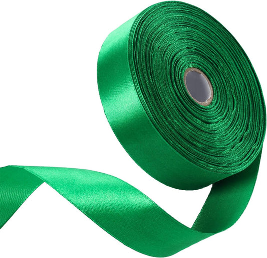 1 Inch Emerald Green Satin Ribbon 50 Yards Solid Fabric Ribbons for Gift Wrapping, Crafts, Floral Arrangements, Wedding, Party, Holiday Decor