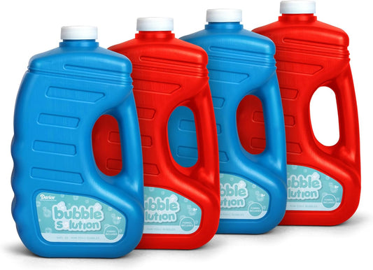 Darice Bubble Solution 4 Pack (256oz) Refill for Bubble Machines & Blowers - Easter, Weddings, Birthdays, Outdoor - 8 Big Bubble Wands Included - Non-Toxic Safe for Toddlers & Kids