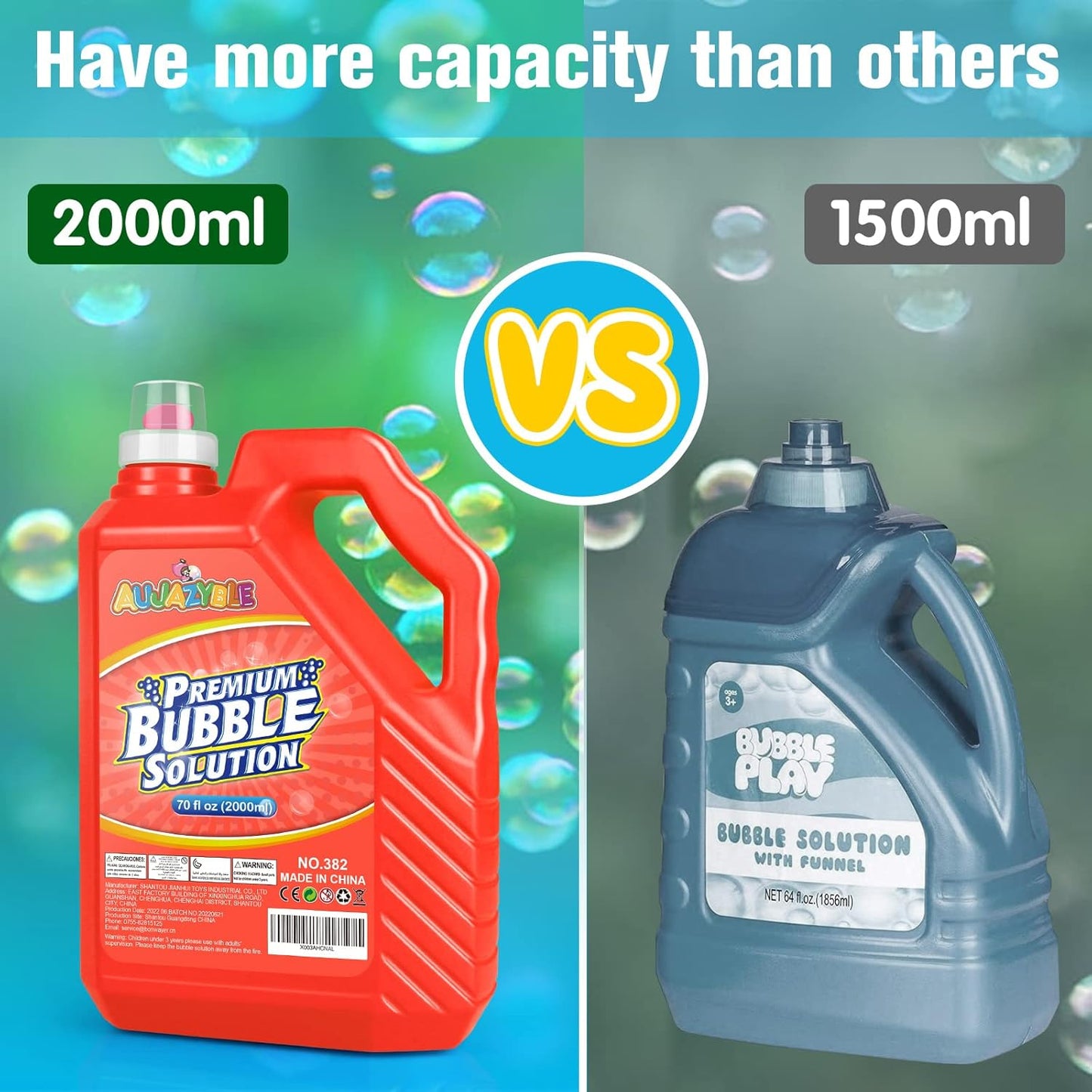 70 oz Bubbles Refills for Kids-Premixed Bubble Solution Refill Premium Bubble Liquid Bubble Juice for Bubble Machine/Wand/Blower at Wedding and Party | Kids Easy Grip Bottle