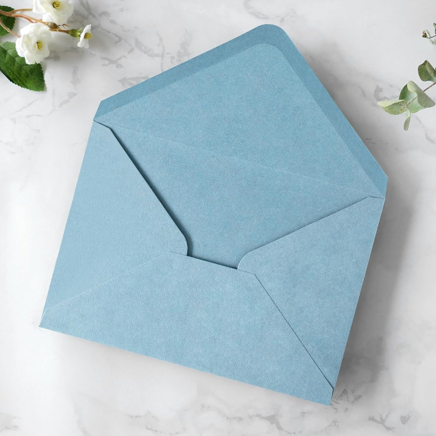 PONATIA 50 PCS A7 Envelopes, 5.25 x 7.48'' Matte Dusty Blue Envelope for 5x7'' Weddings Invitation Cards, Christmas Gift Cards, Acrylic Invitations, Photos and Any 5x7" Inserts