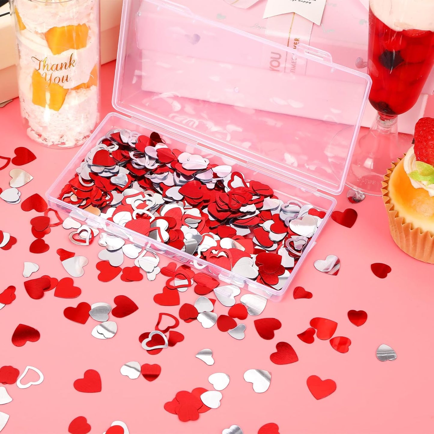 MARFOREVER Valentines Day Confetti, Red Heart Glitter Confetti Valentine's Day Metallic Foil Heart Love Table Scatter Sprinkles Sequins for Wedding Bridal Shower Birthday Party Favors Decorations