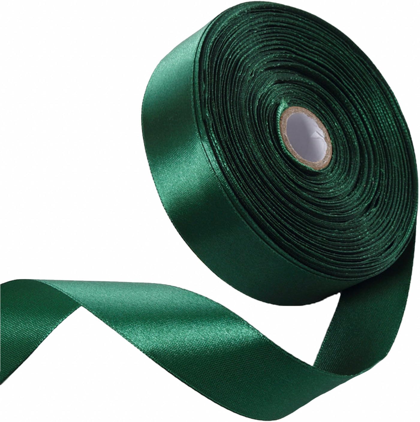 1 Inch Forest Green Satin Ribbon 50 Yards Solid Fabric Ribbons for Gift Wrapping, Crafts, Floral Arrangements, Wedding, Party, Holiday Decor