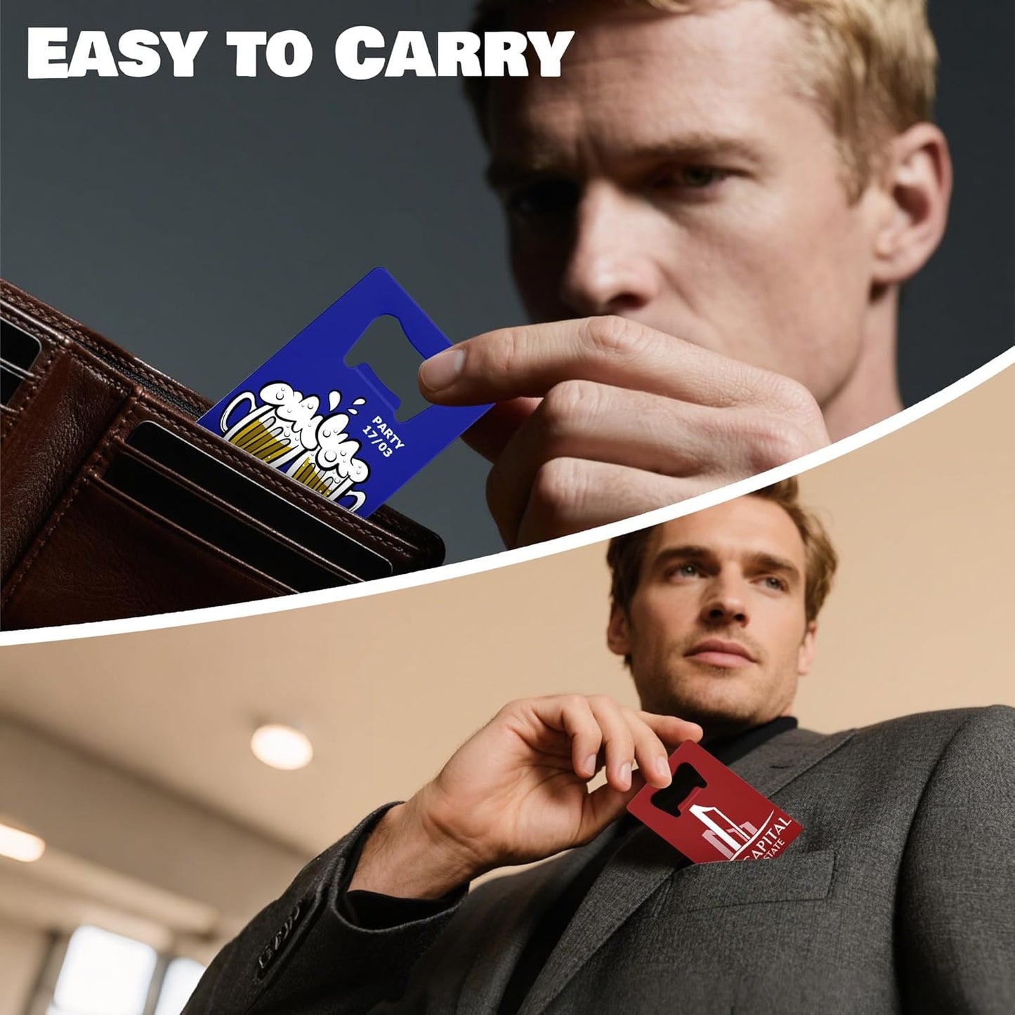 4-100 Pcs Custom Bottle Opener, Personalized Stainless Steel Credit Card Bottle Opener, Full Color Print Custom Beer Can Opener Bulk for Bar, Wedding Favors, Party, Promotion, Groomsmen Gift (Black)