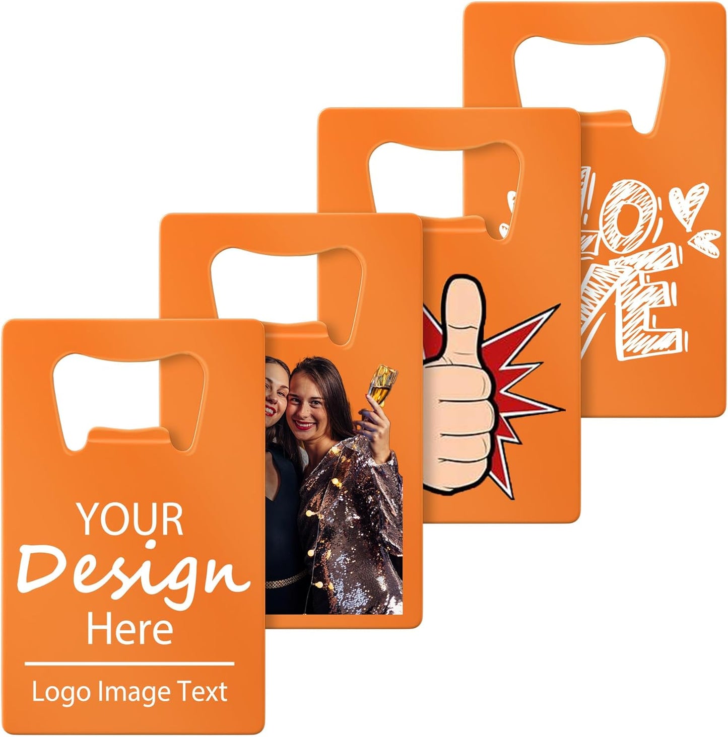 Personalized Credit Card Bottle Opener, Custom Stainless Steel Beer Bottle Opener, Upload Your Name/LOGO/Text, for Wedding Favors, Brewery, Bar, Anniversaries, Party (Orange)