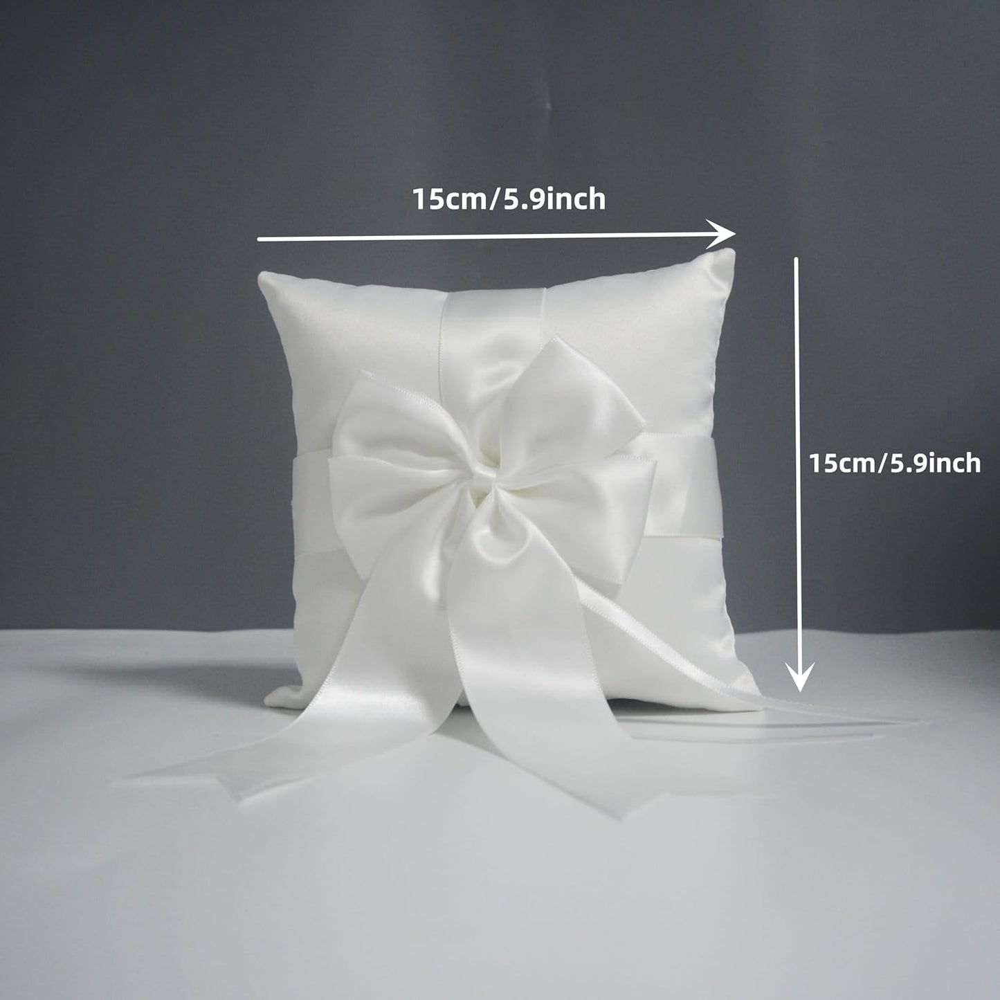 Ivory Ring Bearer Pillow, Satin Finish Bowknot Ring Pillow