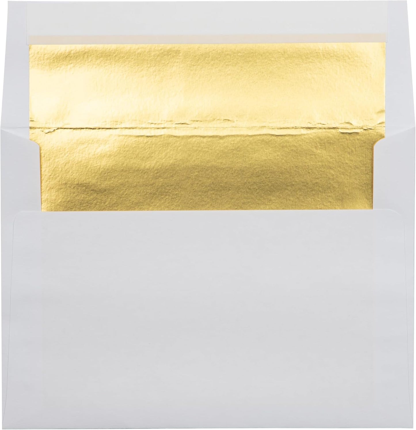 LUXPaper A7 Foil Lined Invitation Envelopes | Peel & Press | 5 1/4" x 7 1/4" | White w/Gold LUX Lining | 60lb. Text | 250 Qty