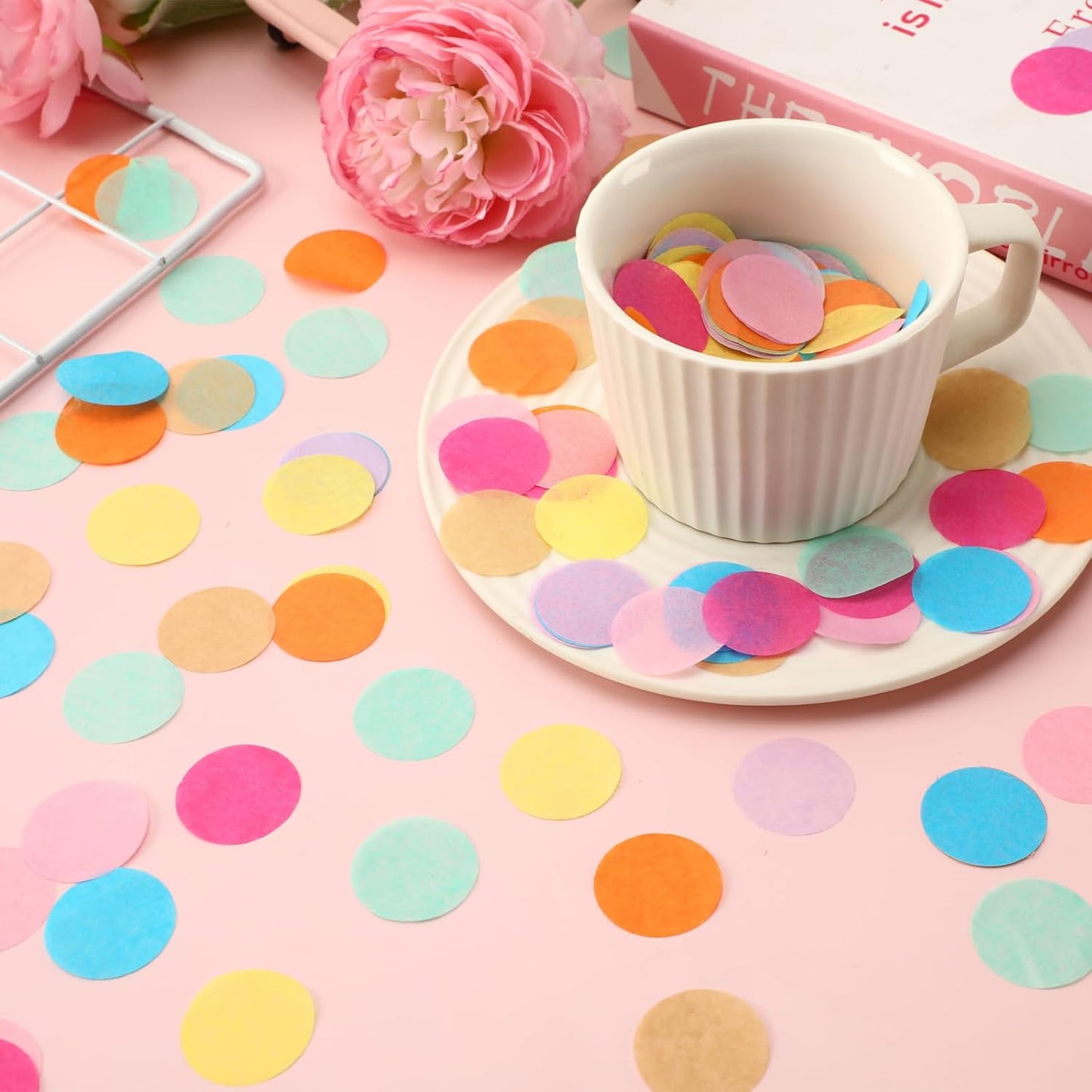 MARFOREVER 5.4oz Multicolor 1 Inch Round Tissue Paper Confetti, Round Confetti Birthday Scatter Table Rainbow Sprinkles Circle Dots for Wedding Baby Shower Crafts Christmas Party Decorations
