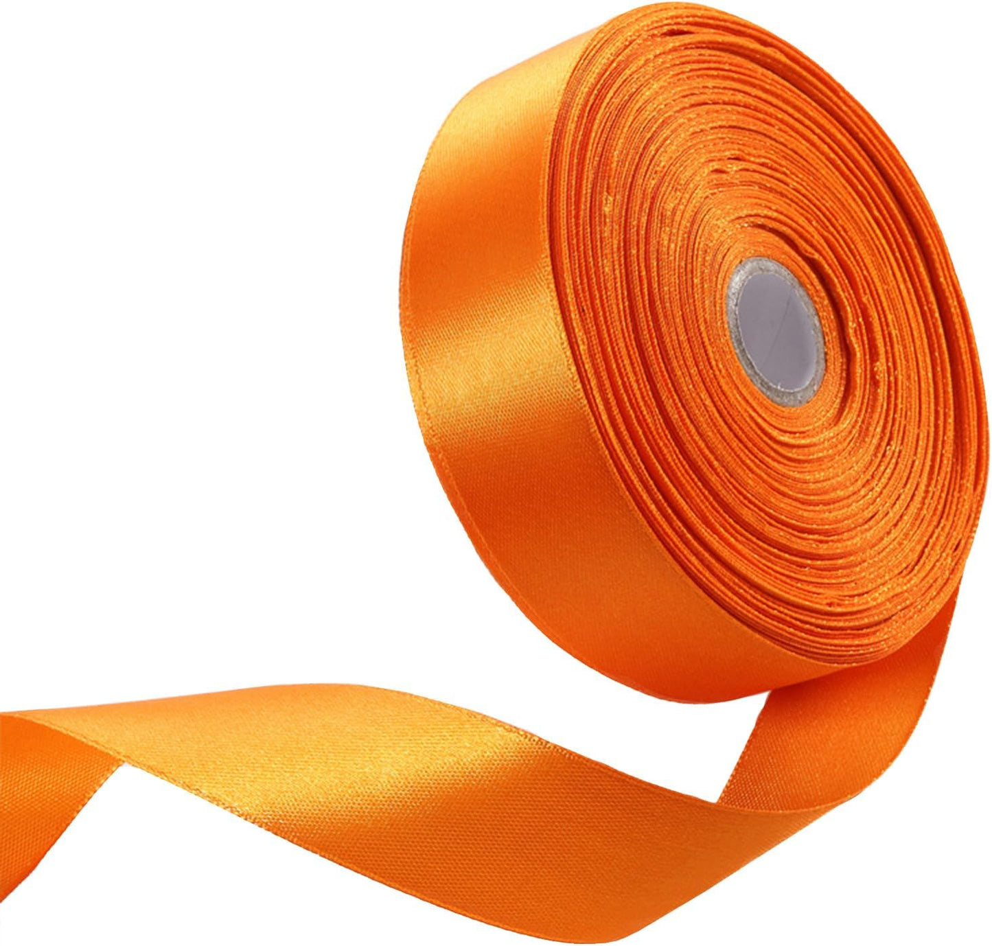 1 Inch Autumn Orange Satin Ribbon 50 Yards Solid Fabric Ribbons for Gift Wrapping, Crafts, Floral Arrangements, Wedding, Party, Holiday Decor