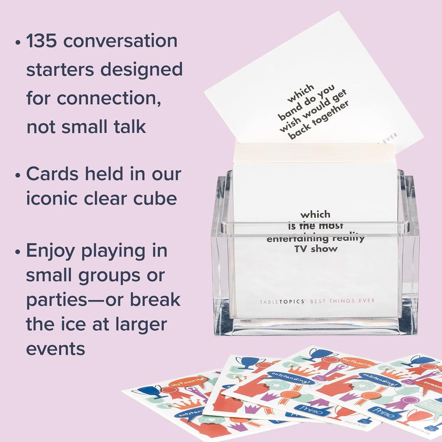 TableTopics Best Things Ever Question Card Game - 135 Fun Conversation Starter Cards, Use as Ice Breakers, Getting to Know You, or Discover More About Friends & Family, Share Your Favorites