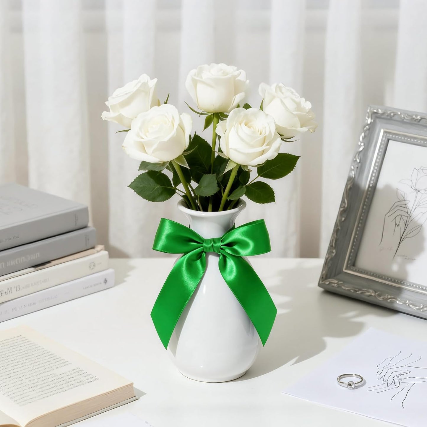 1 inch Double Faced Polyester Emerald Green Satin Ribbon, Perfect for Gift Wrapping Very Suitable for Weddings Party Hair Bow Invitation Decorations and More (25 Yards)