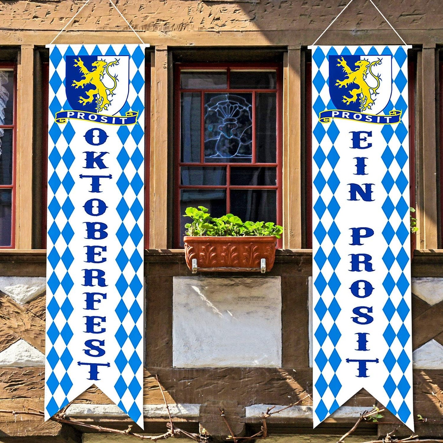 Blulu Oktoberfest Decorations Oktoberfest Banner Sign October Festival Party Decorations Bavarian Check Flag Porch Welcome Banner Flags Decor for German Parade Beer Festival Party Supplie