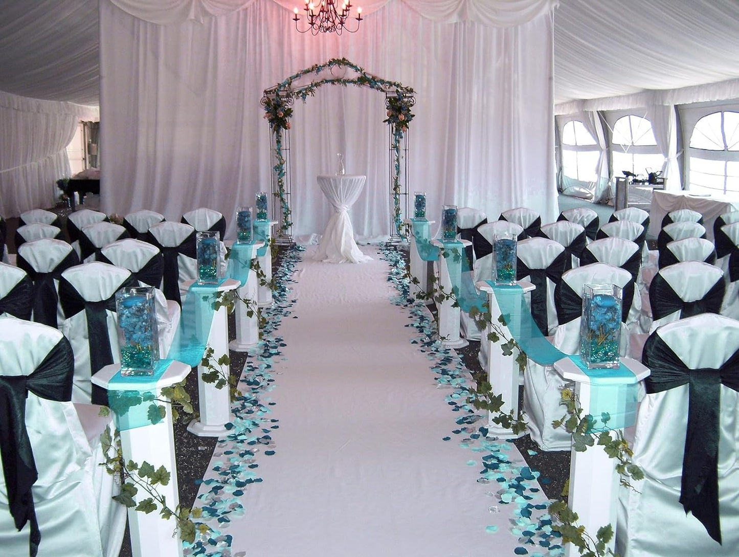 100 PCS Satin Chair Sashes Decorative Bow Satin Chair Sashes Ties Back Ribbon Bows Chairs Cover Band for Wedding Party Ceremony Reception Events Banquet Restaurant Home Kitchen Decor(7x108inch,Black)