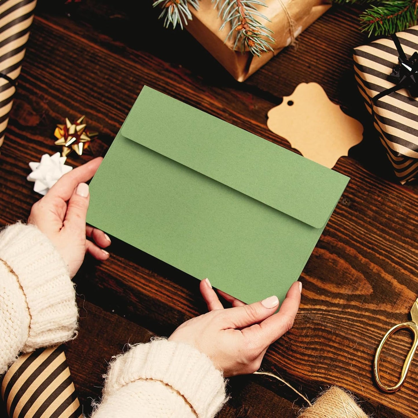 A9 Envelopes Sage Green 5.75x8.75 Invitation Envelopes Self Seal Pack of 50 Blank Envelopes for Cards Sage Green