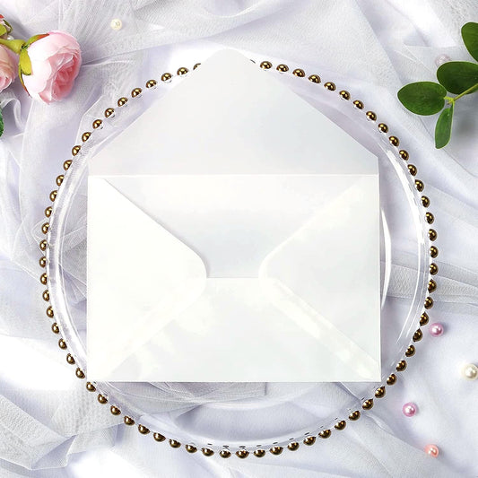 PONATIA 50 PCS/Pack A7 Vellum Envelopes, 5.35 x 7.5'' Vellum Envelopes, Perfect For 5 x 7'' Weddings Invitation Cards, Graduation Invite, Acrylic Invitations, Photos