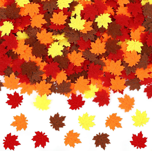 MARFOREVER Fall Felt Maple Leaf Confetti, 500Pcs Thanksgiving Leaves Confetti Decorations Mixed Fall Colors Table Scatter Centerpiece for Fall Art Crafts Supplies Thanksgiving Party Accessories