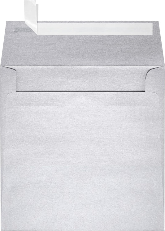 LUXPaper Square Invitation Envelopes | Peel & Press | 6" x 6" | Silver Metallic | 80lb. Text | 50 Qty