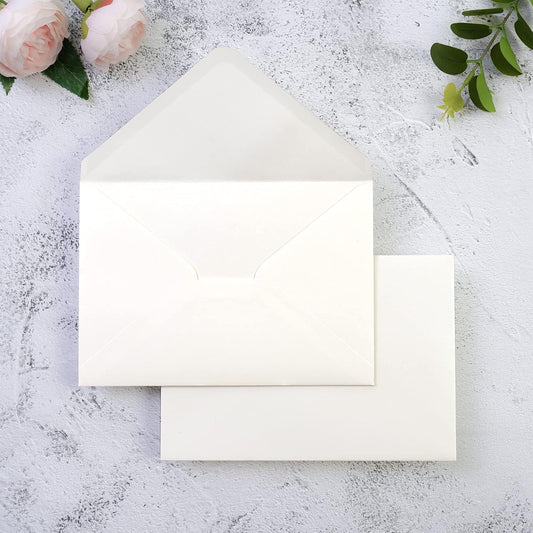 PONATIA 50 PCS/Pack A7 Envelopes, 5.25 x 7.25'' Sparkle Ivory Envelope, Perfect 5x7 Envelopes for Wedding Invitation Cards, Christmas Gift Cards Envelope, Acrylic Invitations, Photos